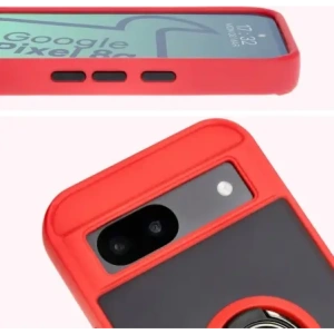 Hurtownia GSM - Etui s úchytem na prst Bizon Case Hybrid Ring pro Google Pixel 8a kouřové s červeným rámem - BIZ5743 - {ean13} - Hurt