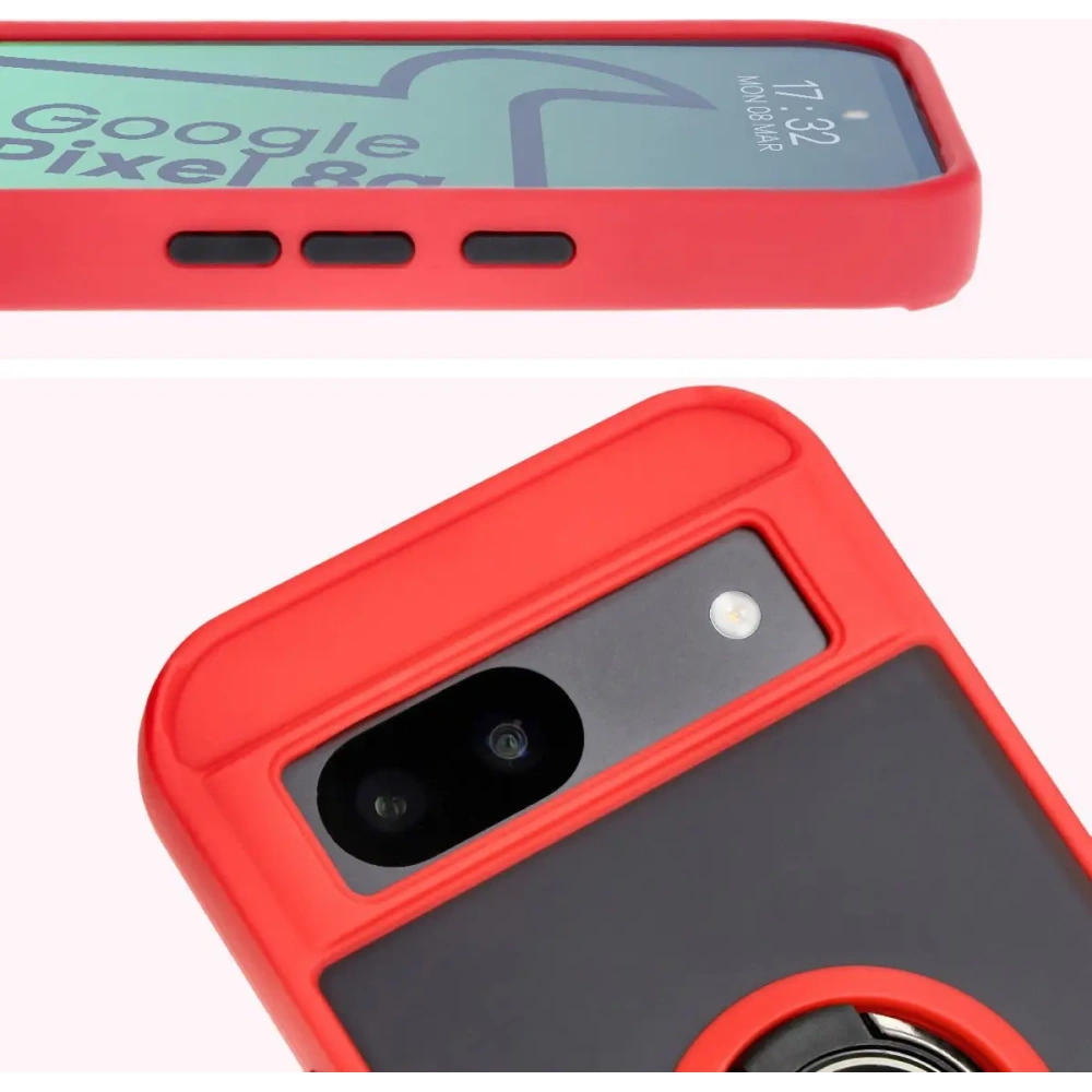 Hurtownia GSM - Bizon Case Hybrid Ring Google Pixel 8a fumuriu cu un cadru roșu - BIZ5743 - {ean13} - Hurt