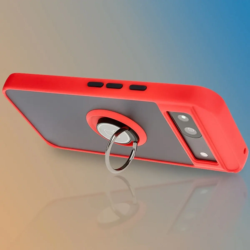 Wholesale Bizon Case Hybrid Ring Google Pixel 8a smoky with a red frame - BIZ5743 - {ean13} - Hurt
