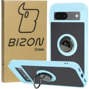 Hurtownia GSM - Etui s úchopem na prst Bizon Case Hybrid Ring pro Google Pixel 8a kouřové s jasně modrým rámečkem - BIZ5744 - {ean13} - Hurt