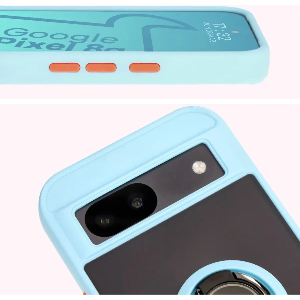 Hurtownia GSM - Bizon Case Hybrid Ring Google Pixel 8a fumuriu cu un cadru de culoare albastru deschis - BIZ5744 - {ean13} - Hurt
