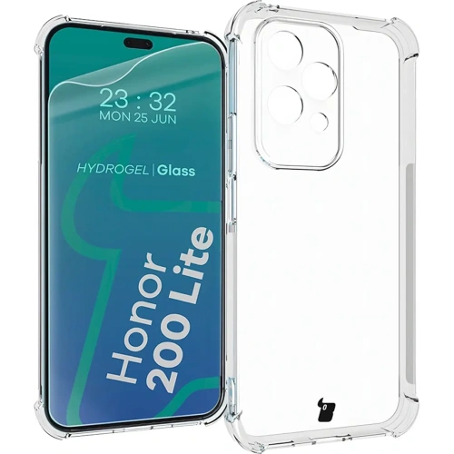 Etui + 2x folia na ekran Bizon Case Clear Pack do Honor 200 Lite przezroczyste