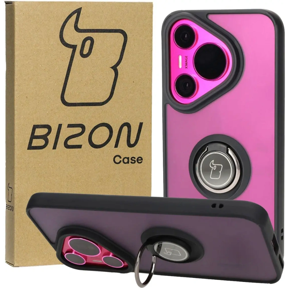 Hurtownia GSM - Etui s držákem na prst Bizon Case Hybrid Ring pro Huawei Pura 70 kouřové s černým rámečkem - BIZ5996 - {ean13} - Hurt