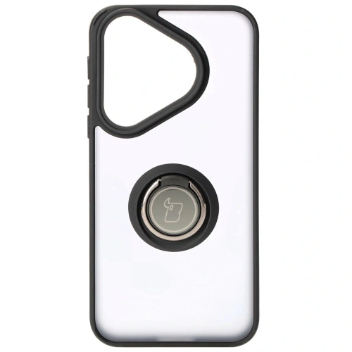 Etui z uchwytem na palec Bizon Case Hybrid Ring do Huawei Pura 70 przydymione z czarną ramką