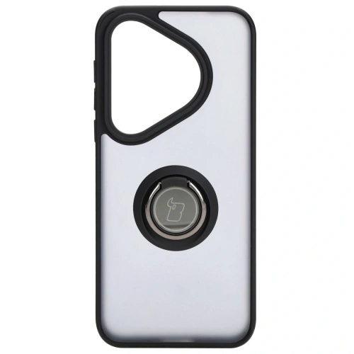 Etui z uchwytem na palec Bizon Case Hybrid Ring do Huawei Pura 70 Pro / Pro+ przydymione z czarną ramką