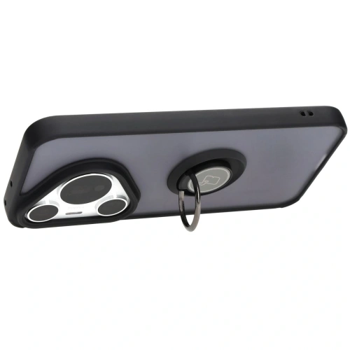 Etui z uchwytem na palec Bizon Case Hybrid Ring do Huawei Pura 70 Pro / Pro+ przydymione z czarną ramką