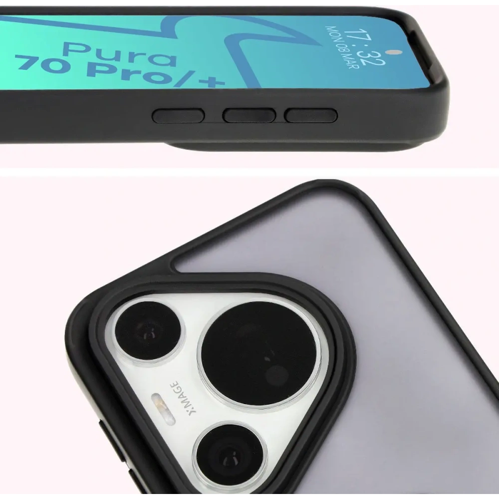 Hurtownia GSM - Etui z uchwytem na palec Bizon Case Hybrid Ring do Huawei Pura 70 Pro / Pro+ przydymione z czarną ramką - BIZ5765 - {ean13} - Hurt