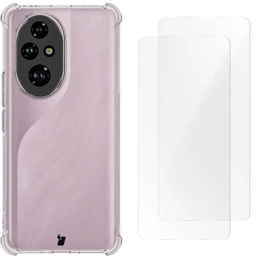 Etui + 2x folia na ekran Bizon Case Clear Pack do Honor 200 Pro przezroczyste
