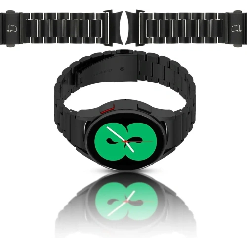 Pasek ze stali nierdzewnej Bizon Strap Watch Aura do Samsung Galaxy Watch FE/7/6/6 Classic/5/5 Pro/4/4 Classic czarny