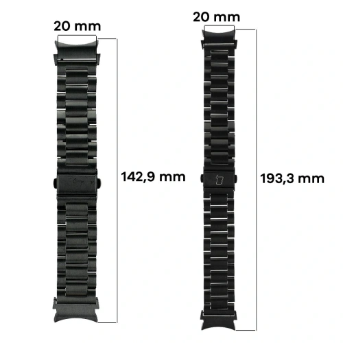 Pasek ze stali nierdzewnej Bizon Strap Watch Aura do Samsung Galaxy Watch FE/7/6/6 Classic/5/5 Pro/4/4 Classic czarny