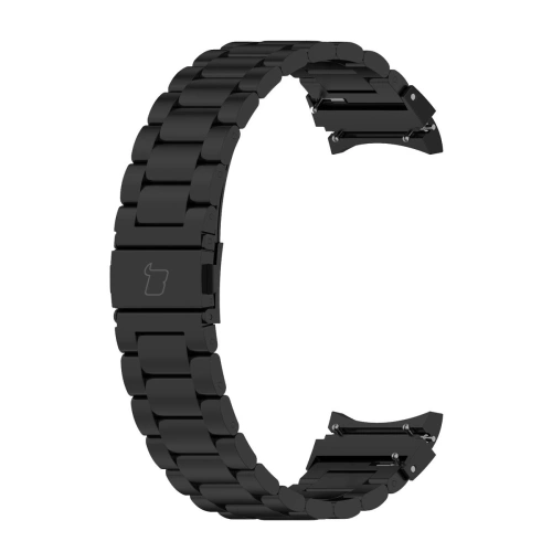 Pasek ze stali nierdzewnej Bizon Strap Watch Aura do Samsung Galaxy Watch FE/7/6/6 Classic/5/5 Pro/4/4 Classic czarny