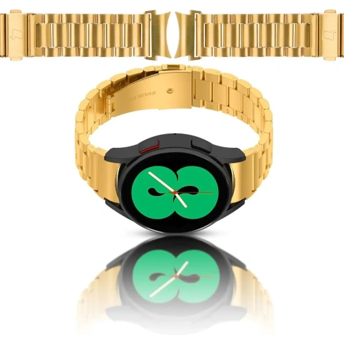 Pasek ze stali nierdzewnej Bizon Strap Watch Aura do Samsung Galaxy Watch FE/7/6/6 Classic/5/5 Pro/4/4 Classic złoty