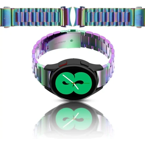 Pasek ze stali nierdzewnej Bizon Strap Watch Aura do Samsung Galaxy Watch FE/7/6/6 Classic/5/5 Pro/4/4 Classic tęczowy