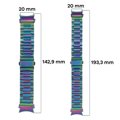 Pasek ze stali nierdzewnej Bizon Strap Watch Aura do Samsung Galaxy Watch FE/7/6/6 Classic/5/5 Pro/4/4 Classic tęczowy