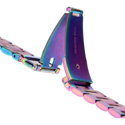 Pasek ze stali nierdzewnej Bizon Strap Watch Aura do Samsung Galaxy Watch FE/7/6/6 Classic/5/5 Pro/4/4 Classic tęczowy