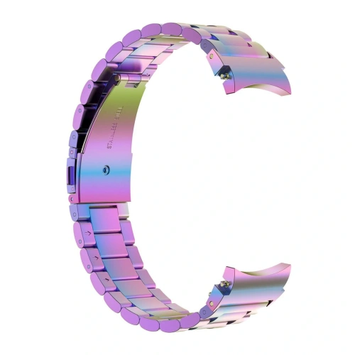 Pasek ze stali nierdzewnej Bizon Strap Watch Aura do Samsung Galaxy Watch FE/7/6/6 Classic/5/5 Pro/4/4 Classic tęczowy