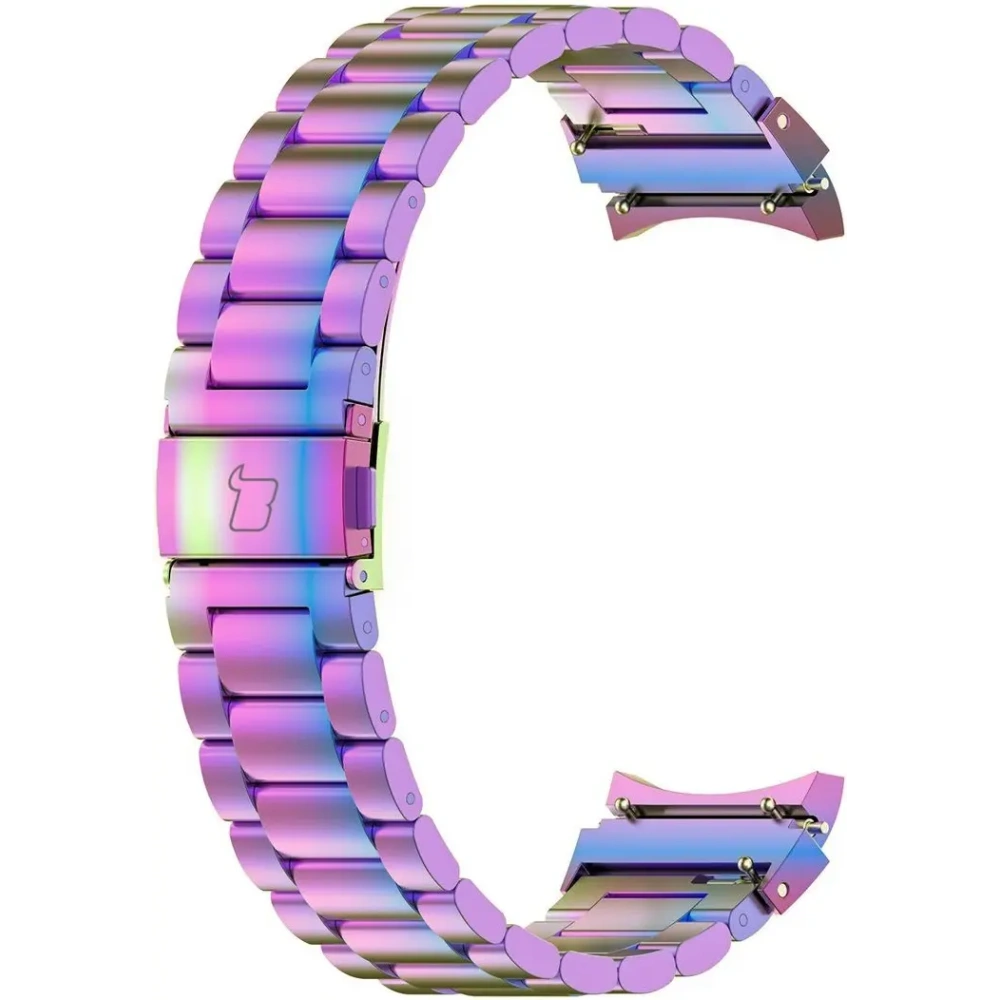 Hurtownia GSM - Pasek ze stali nierdzewnej Bizon Strap Watch Aura do Samsung Galaxy Watch FE/7/6/6 Classic/5/5 Pro/4/4 Classic duhový - BIZ6014 - {ean13} - Hurt