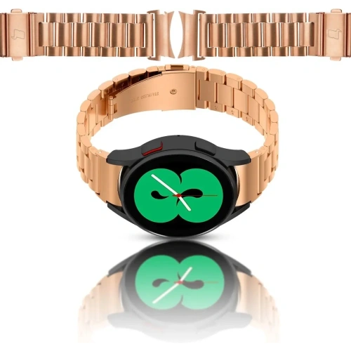 Pasek ze stali nierdzewnej Bizon Strap Watch Aura do Samsung Galaxy Watch FE/7/6/6 Classic/5/5 Pro/4/4 Classic różowozłoty