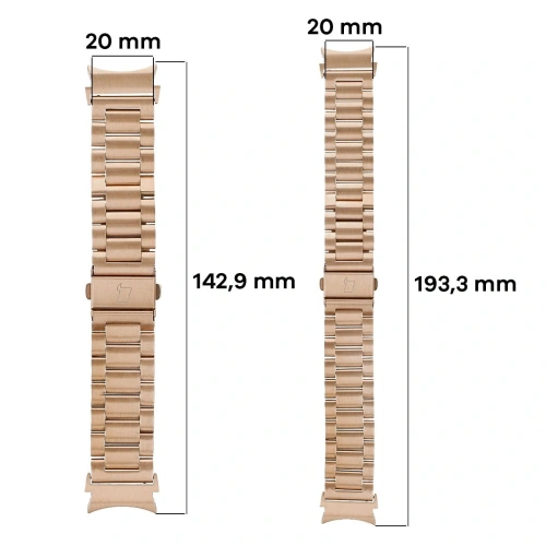 Pasek ze stali nierdzewnej Bizon Strap Watch Aura do Samsung Galaxy Watch FE/7/6/6 Classic/5/5 Pro/4/4 Classic różowozłoty