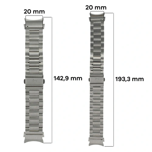 Pasek ze stali nierdzewnej Bizon Strap Watch Aura do Samsung Galaxy Watch FE/7/6/6 Classic/5/5 Pro/4/4 Classic srebrny