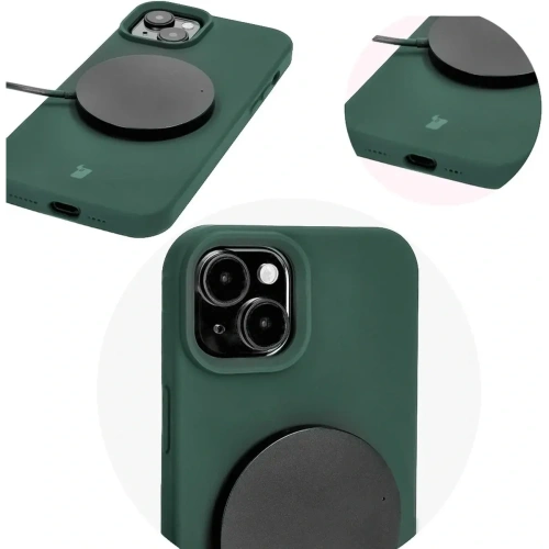 Silikonowe etui Bizon Soft Case do Apple iPhone 15 Plus ciemnozielone