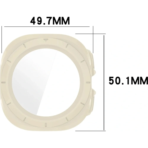Etui ze szkłem do zegarka Bizon Case+Glass Watch do Samsung Galaxy Watch Ultra 47 mm beżowe