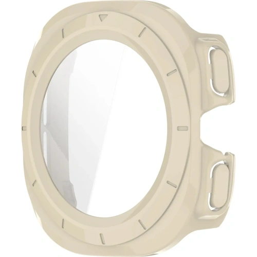 Etui ze szkłem do zegarka Bizon Case+Glass Watch do Samsung Galaxy Watch Ultra 47 mm beżowe