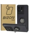 Etui z uchwytem na palec Bizon Case Hybrid Ring do Motorola Edge 50 Pro przydymione z czarną ramką