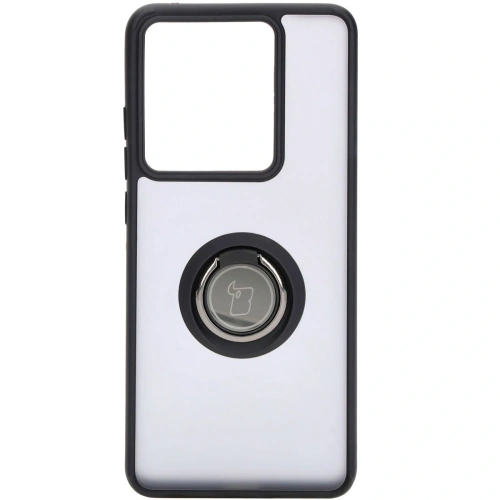 Etui z uchwytem na palec Bizon Case Hybrid Ring do Motorola Edge 50 Pro przydymione z czarną ramką