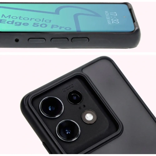 Etui z uchwytem na palec Bizon Case Hybrid Ring do Motorola Edge 50 Pro przydymione z czarną ramką