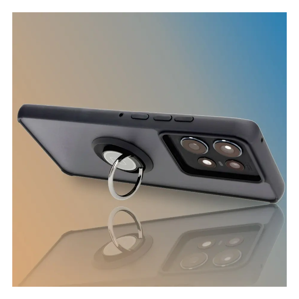 Hurtownia GSM - Etui s úchopem na prst Bizon Case Hybrid Ring pro Motorola Edge 50 Pro kouřové s černým rámem - BIZ6038 - {ean13} - Hurt
