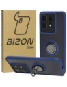 Etui z uchwytem na palec Bizon Case Hybrid Ring do Motorola Edge 50 Pro przydymione z granatową ramką