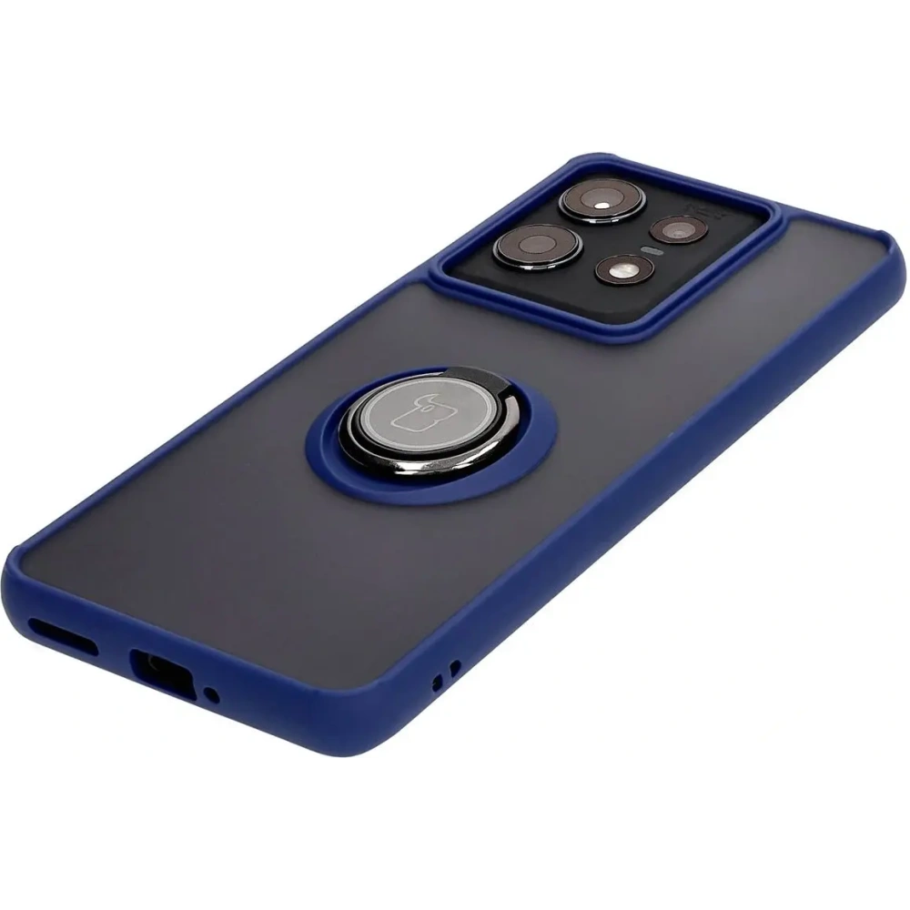 Hurtownia GSM - Etui z uchwytem na palec Bizon Case Hybrid Ring do Motorola Edge 50 Pro przydymione z granatową ramką - BIZ5832 - {ean13} - Hurt