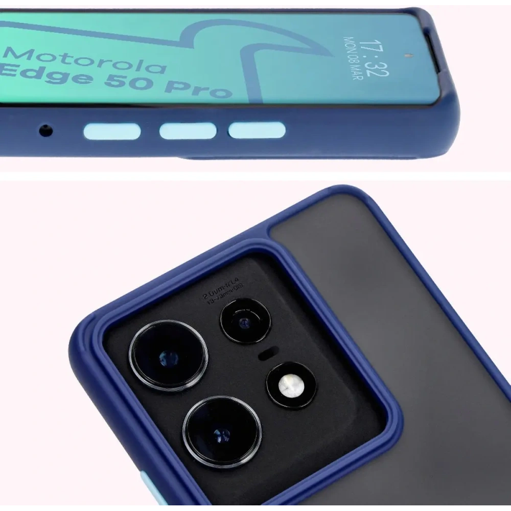 Hurtownia GSM - Etui z uchwytem na palec Bizon Case Hybrid Ring do Motorola Edge 50 Pro przydymione z granatową ramką - BIZ5832 - {ean13} - Hurt
