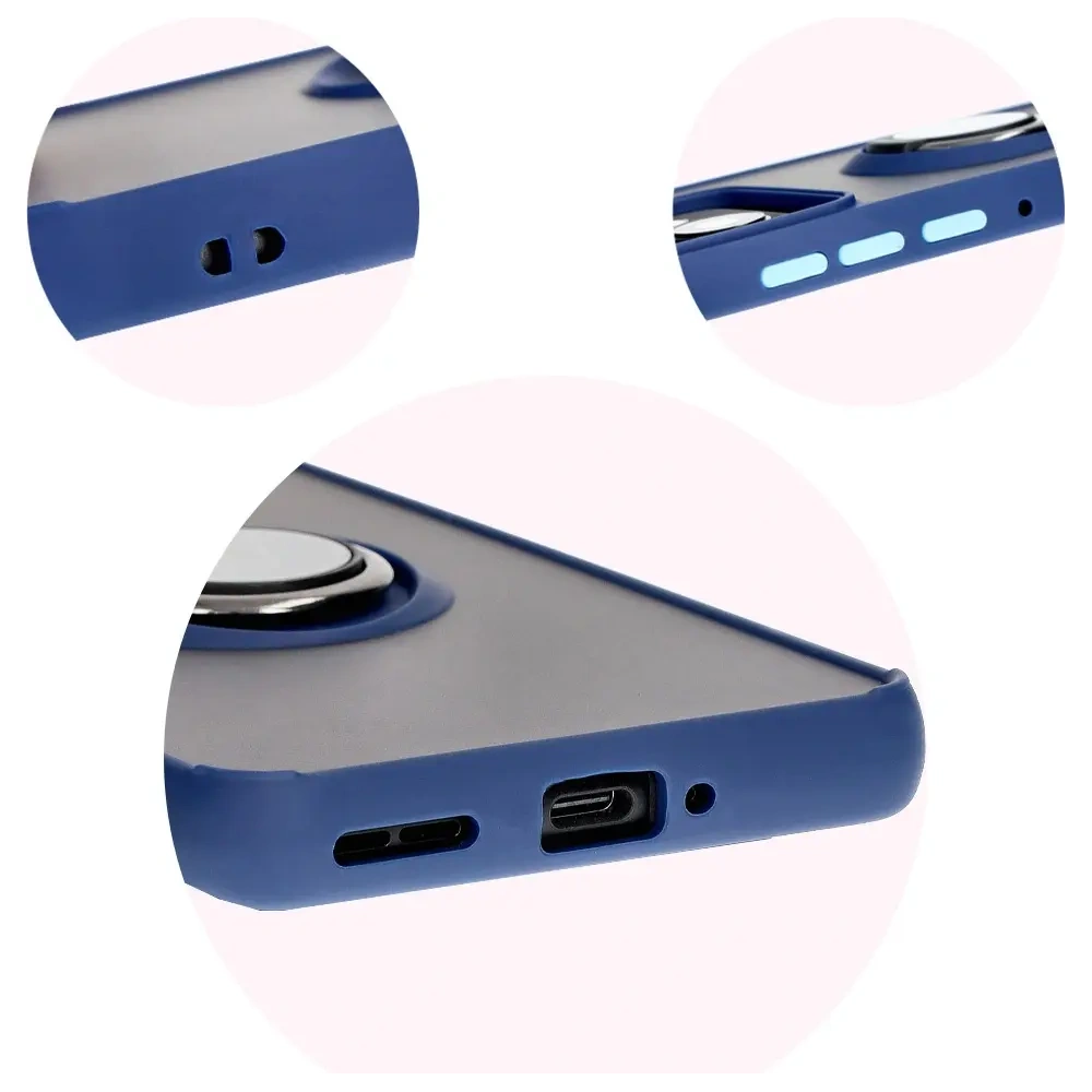 Hurtownia GSM - Etui z uchwytem na palec Bizon Case Hybrid Ring do Motorola Edge 50 Pro przydymione z granatową ramką - BIZ5832 - {ean13} - Hurt