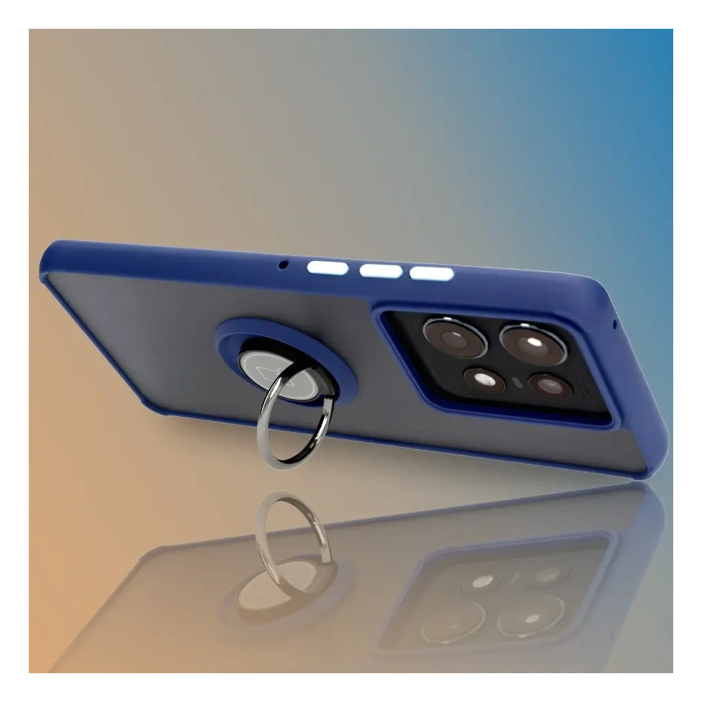 Hurtownia GSM - Etui z uchwytem na palec Bizon Case Hybrid Ring do Motorola Edge 50 Pro przydymione z granatową ramką - BIZ5832 - {ean13} - Hurt