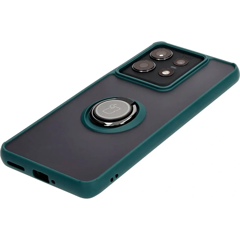 Hurtownia GSM - Etui z uchwytem na palec Bizon Case Hybrid Ring do Motorola Edge 50 Pro przydymione z ciemnozieloną ramką - BIZ5833 - {ean13} - Hurt