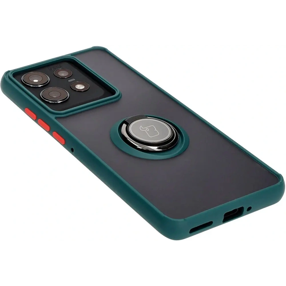 Hurtownia GSM - Etui z uchwytem na palec Bizon Case Hybrid Ring do Motorola Edge 50 Pro przydymione z ciemnozieloną ramką - BIZ5833 - {ean13} - Hurt