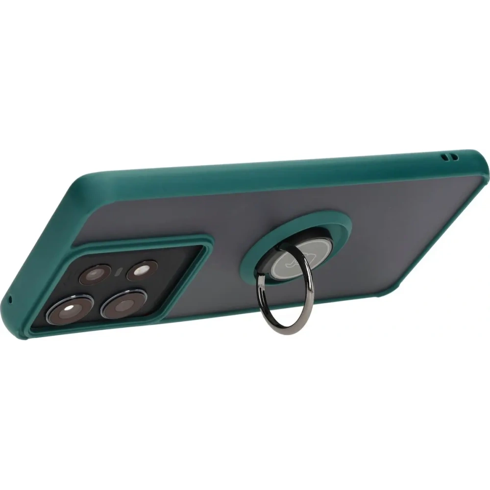 Hurtownia GSM - Etui z uchwytem na palec Bizon Case Hybrid Ring do Motorola Edge 50 Pro przydymione z ciemnozieloną ramką - BIZ5833 - {ean13} - Hurt