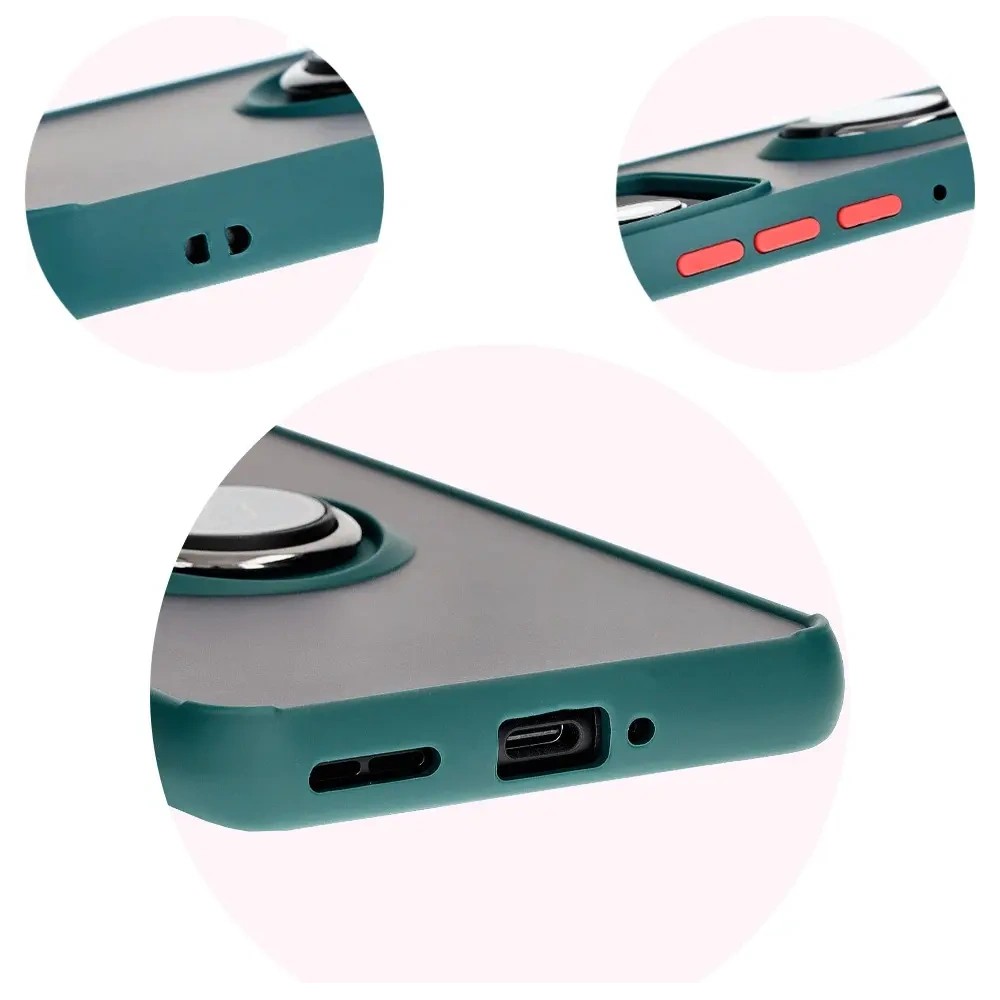 Hurtownia GSM - Etui z uchwytem na palec Bizon Case Hybrid Ring do Motorola Edge 50 Pro przydymione z ciemnozieloną ramką - BIZ5833 - {ean13} - Hurt