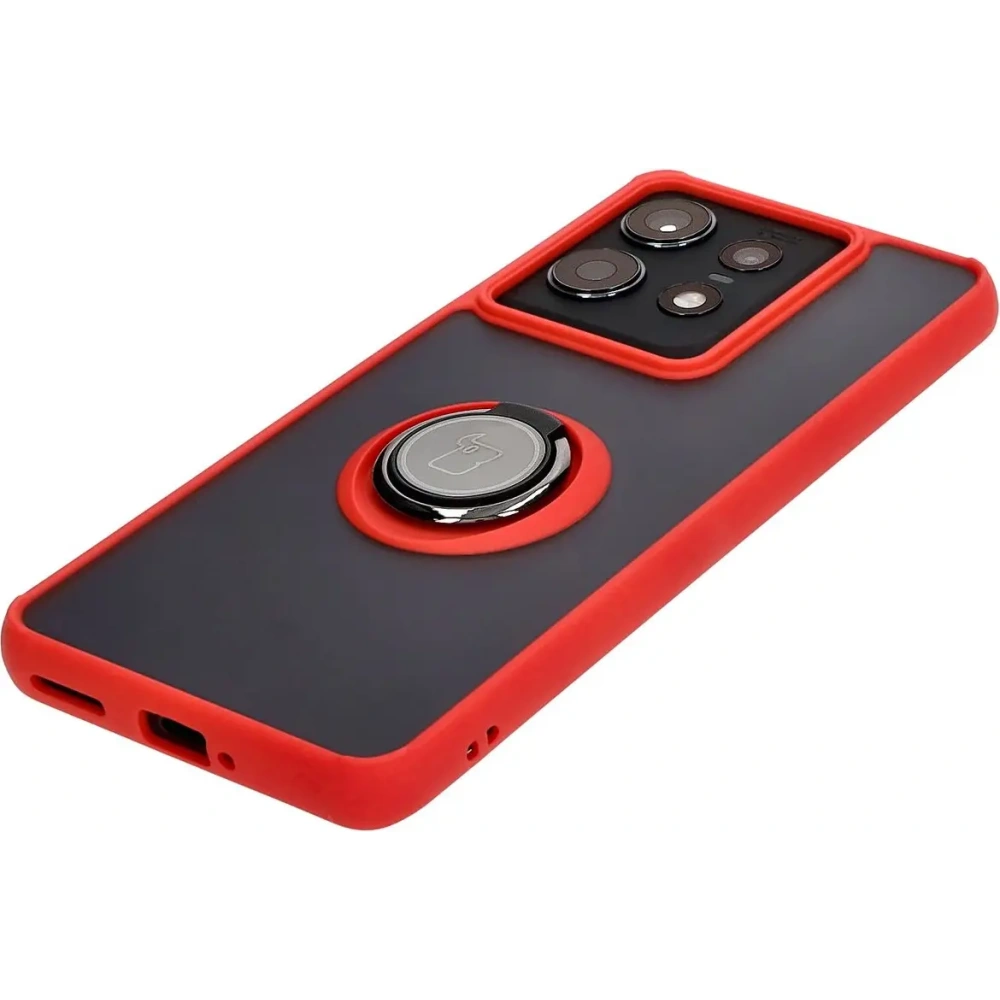 Hurtownia GSM - Etui z uchwytem na palec Bizon Case Hybrid Ring do Motorola Edge 50 Pro przydymione z czerwoną ramką - BIZ5834 - {ean13} - Hurt
