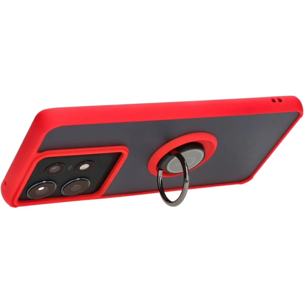 Hurtownia GSM - Etui z uchwytem na palec Bizon Case Hybrid Ring do Motorola Edge 50 Pro przydymione z czerwoną ramką - BIZ5834 - {ean13} - Hurt