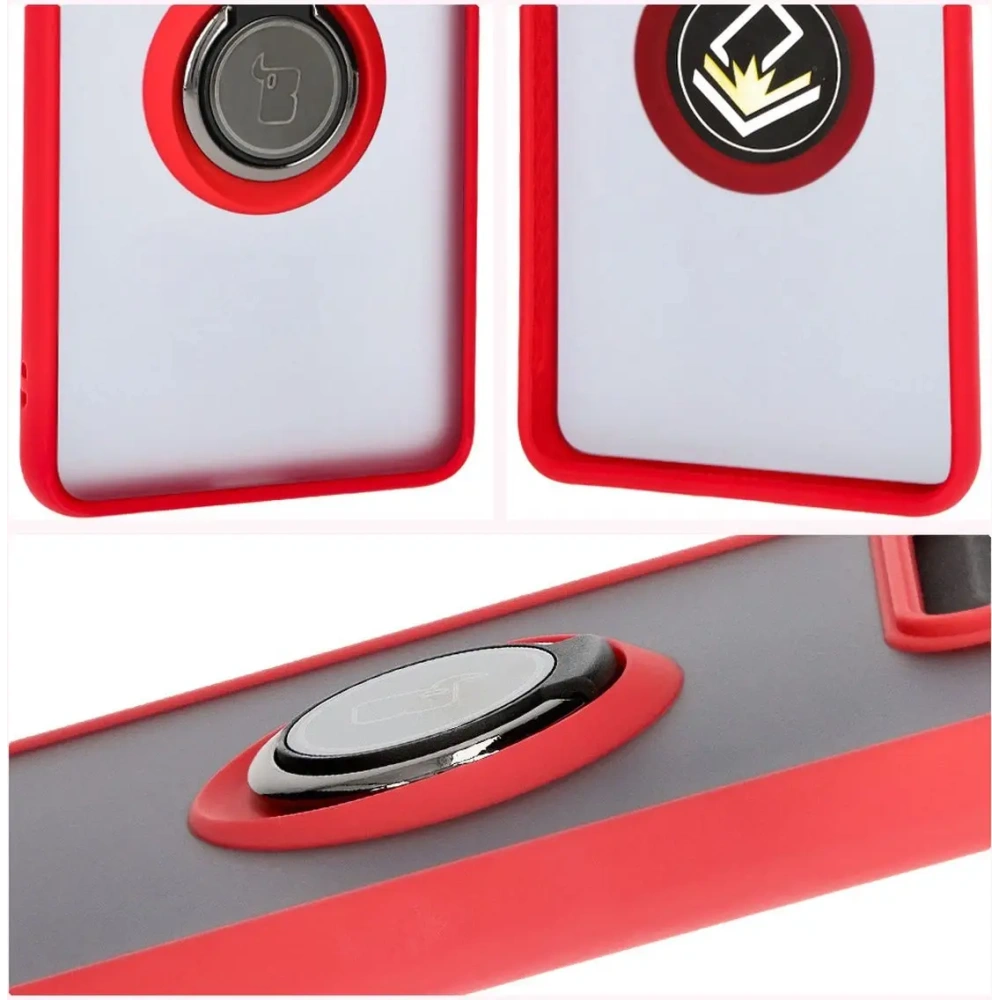 Hurtownia GSM - Etui z uchwytem na palec Bizon Case Hybrid Ring do Motorola Edge 50 Pro przydymione z czerwoną ramką - BIZ5834 - {ean13} - Hurt