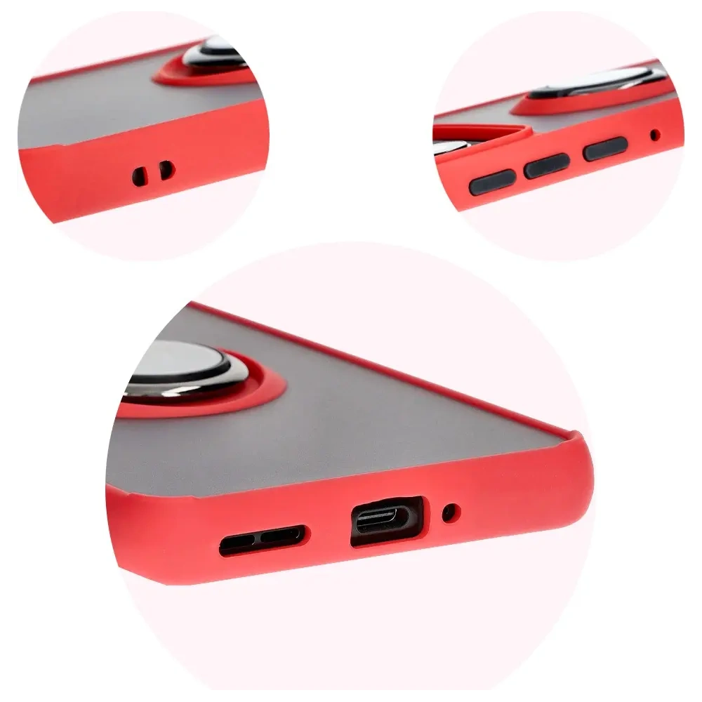 Hurtownia GSM - Etui z uchwytem na palec Bizon Case Hybrid Ring do Motorola Edge 50 Pro przydymione z czerwoną ramką - BIZ5834 - {ean13} - Hurt