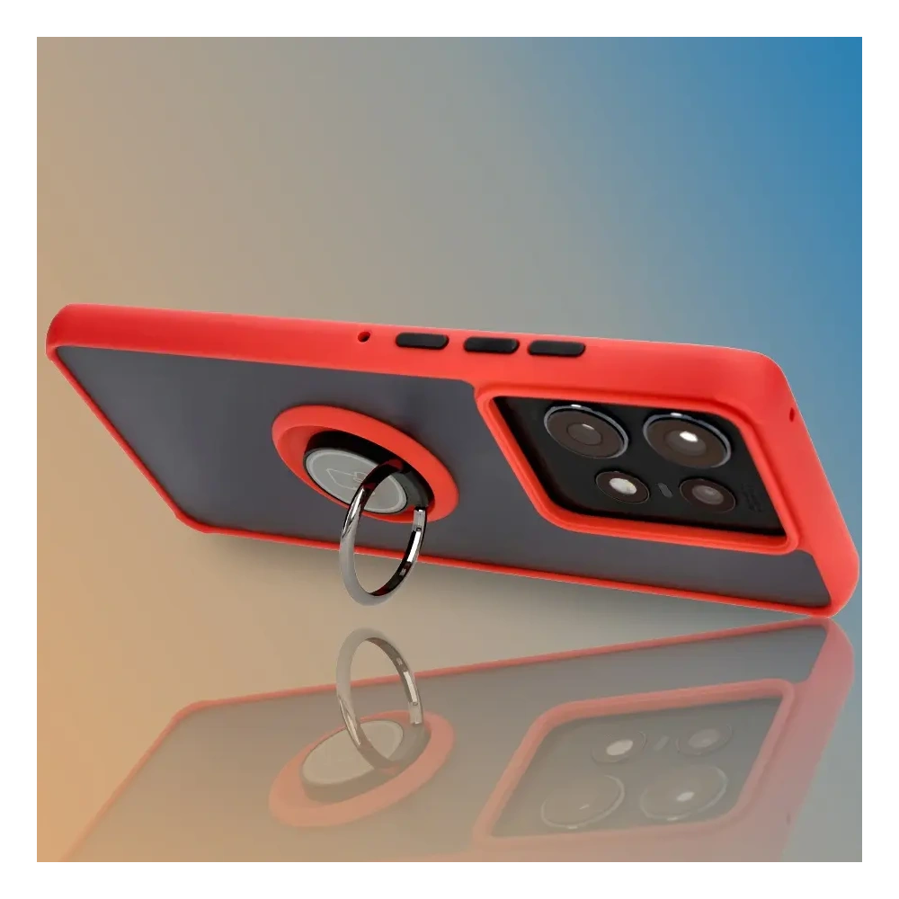 Hurtownia GSM - Etui z uchwytem na palec Bizon Case Hybrid Ring do Motorola Edge 50 Pro przydymione z czerwoną ramką - BIZ5834 - {ean13} - Hurt