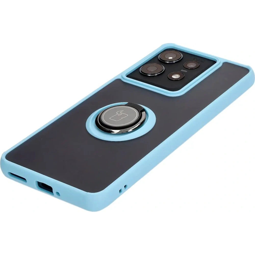 Hurtownia GSM - Etui z uchwytem na palec Bizon Case Hybrid Ring do Motorola Edge 50 Pro przydymione z jasnoniebieską ramką - BIZ6042 - {ean13} - Hurt