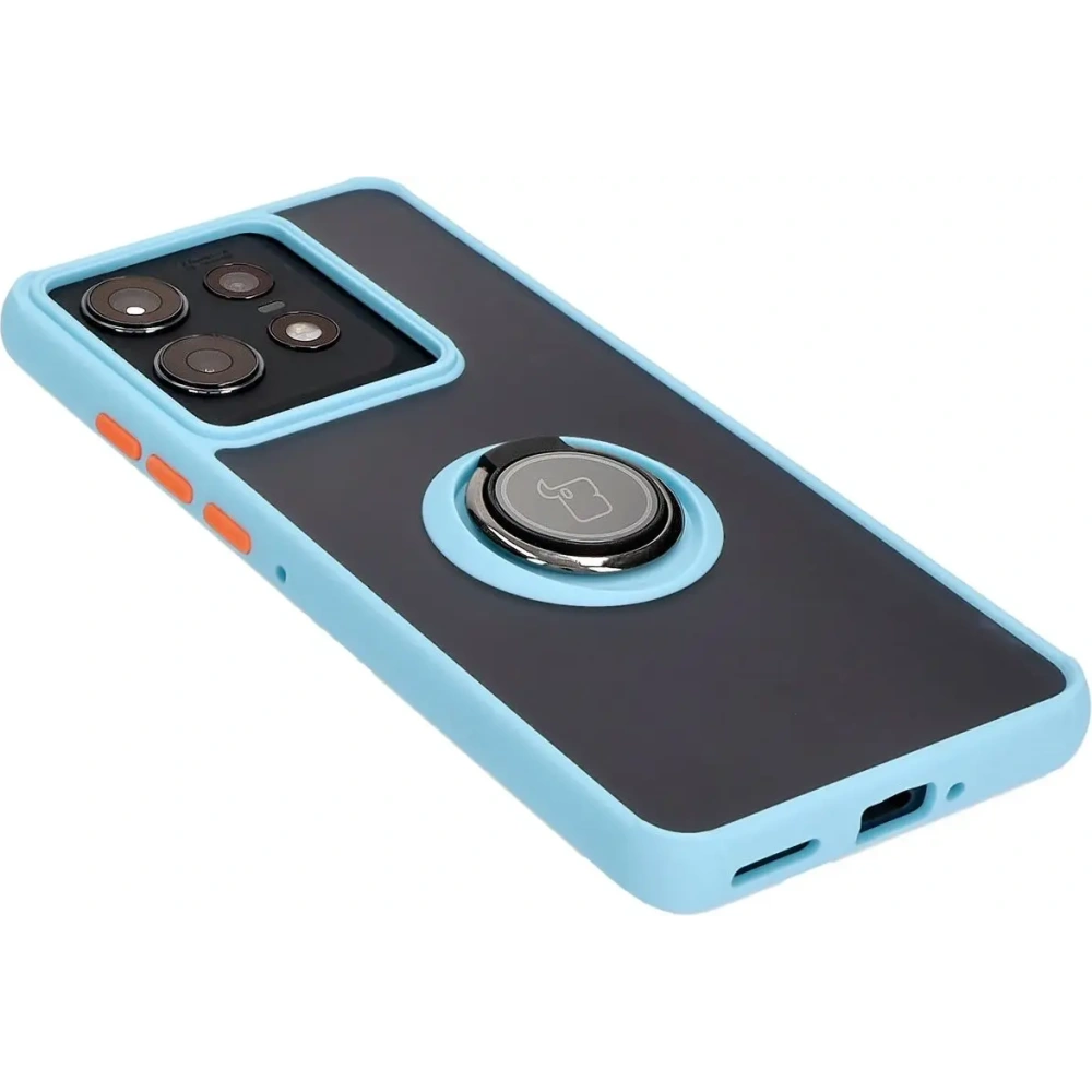 Hurtownia GSM - Etui z uchwytem na palec Bizon Case Hybrid Ring do Motorola Edge 50 Pro przydymione z jasnoniebieską ramką - BIZ6042 - {ean13} - Hurt