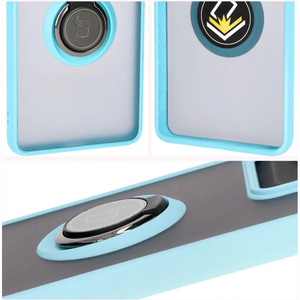 Hurtownia GSM - Etui z uchwytem na palec Bizon Case Hybrid Ring do Motorola Edge 50 Pro przydymione z jasnoniebieską ramką - BIZ6042 - {ean13} - Hurt