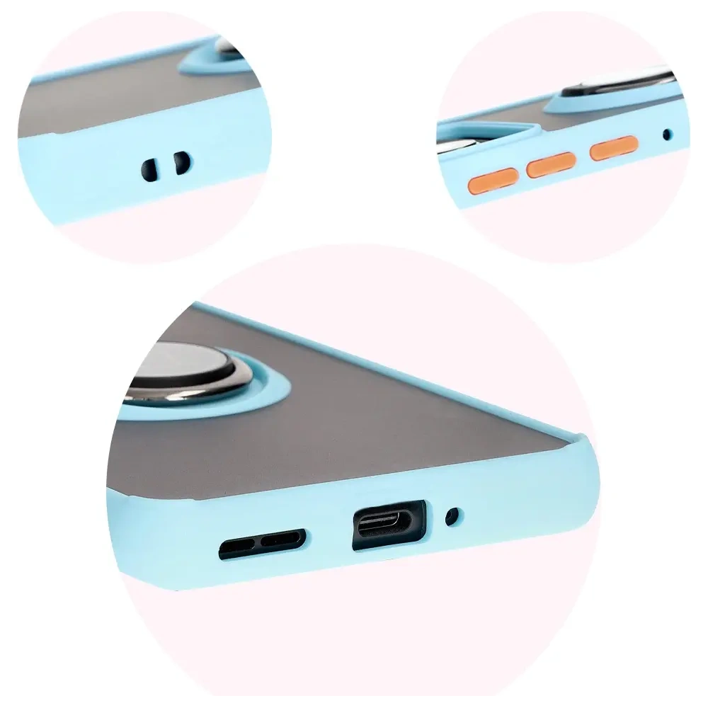 Hurtownia GSM - Etui z uchwytem na palec Bizon Case Hybrid Ring do Motorola Edge 50 Pro przydymione z jasnoniebieską ramką - BIZ6042 - {ean13} - Hurt
