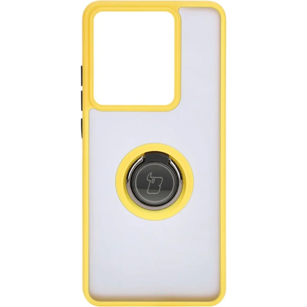 Hurtownia GSM - Etui z uchwytem na palec Bizon Case Hybrid Ring do Motorola Edge 50 Pro przydymione z żółtą ramką - BIZ5839 - {ean13} - Hurt